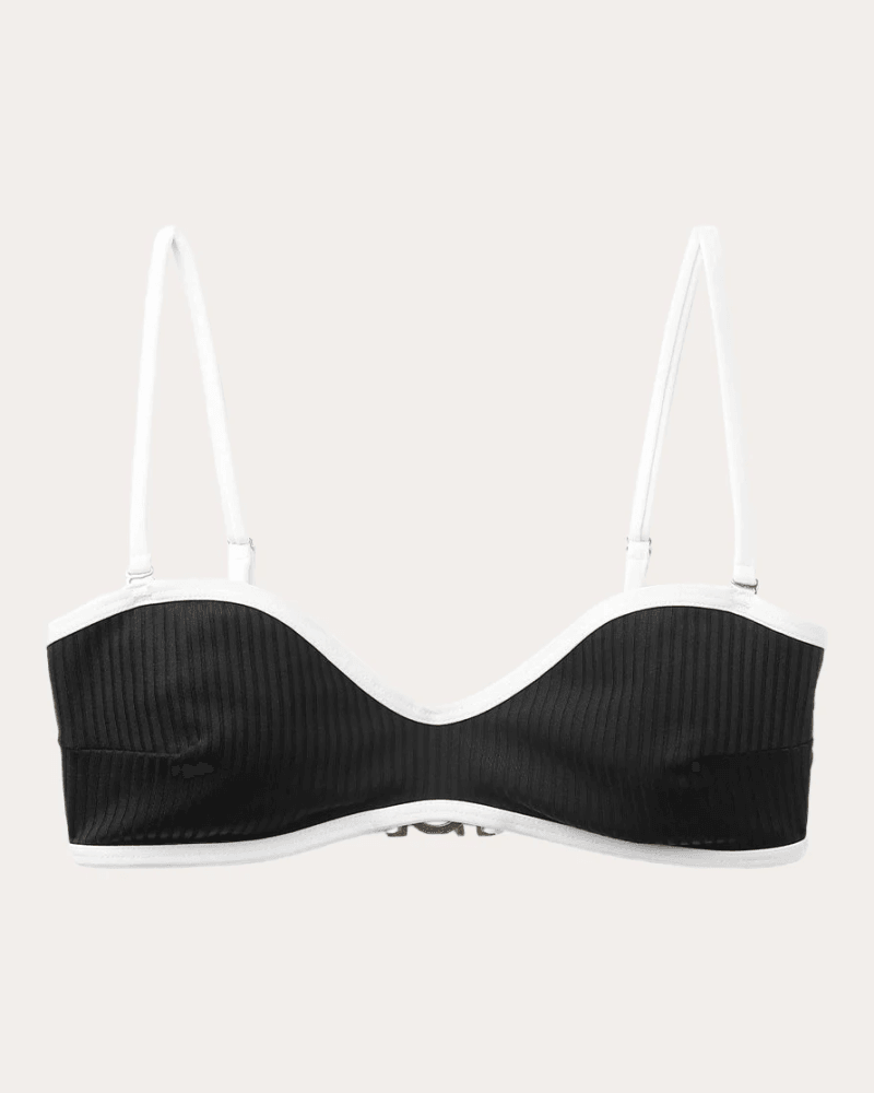 Seaquelle Swim Women's Ribbed Bandeau Bikini Top in Black Elastane/Polyamide