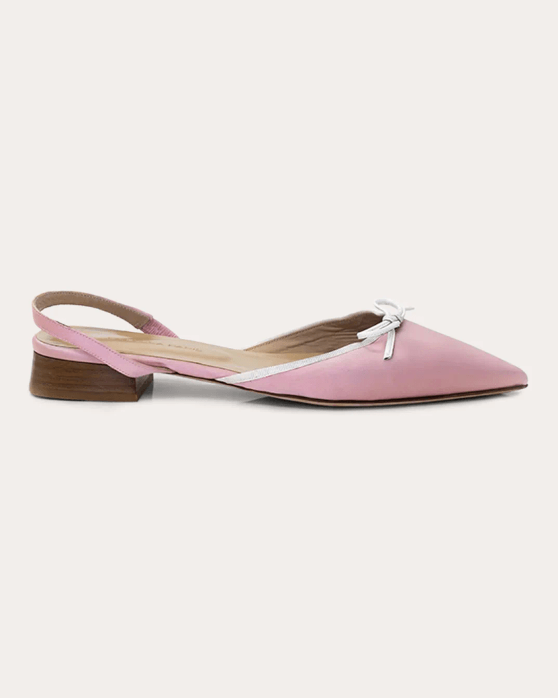 Chelsea Paris Women's Yona Satin Pointed-Toe Slingback in Pink Leather