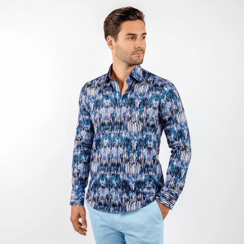 TIE DYE ART STRIPED PRINT SHIRT