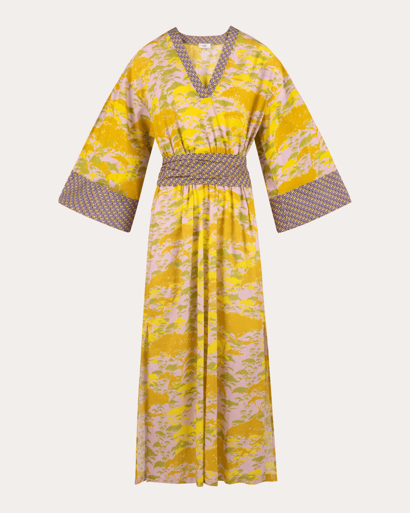 Karma On The Rocks Women's Kyoto Matsu Cotton Kaftan in Yellow