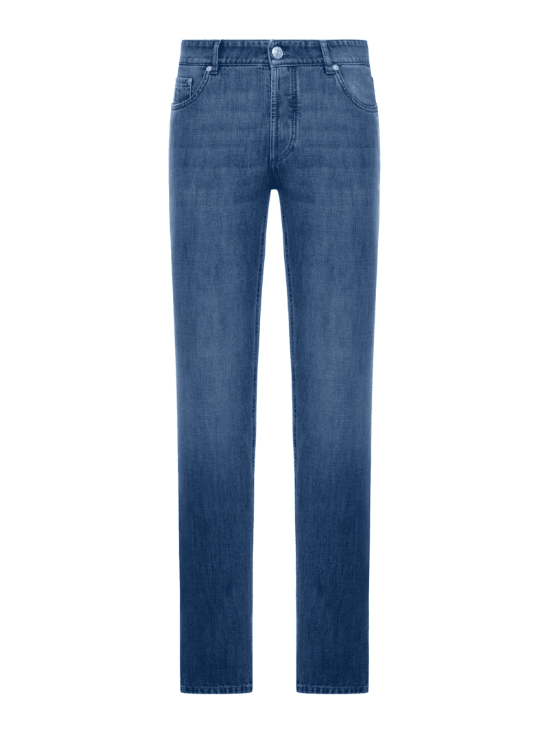TRADITIONAL FIT FIVE-POCKET TROUSERS IN LIGHTWEIGHT DENIM - Brunello Cucinelli - Man