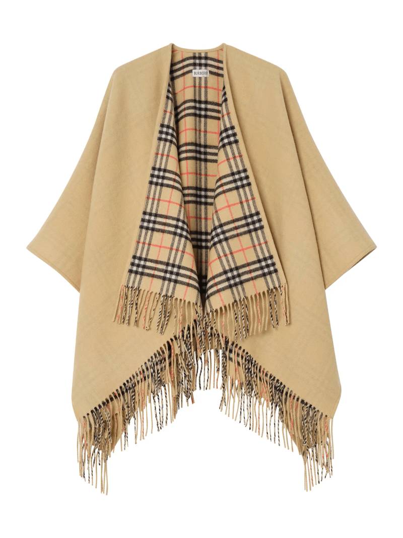 REVERSIBLE CHECK WOOL CAPE - Burberry - Woman