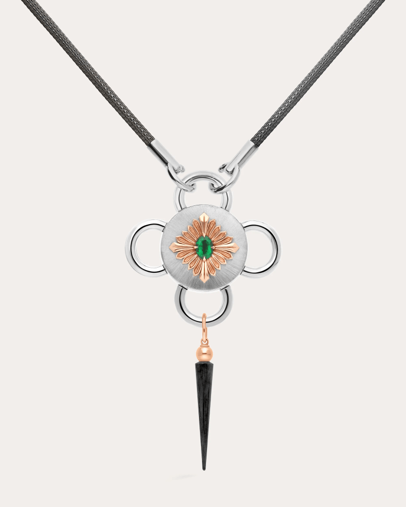 Rouvenat Women's Emerald & 18k Rose Gold Bolt Pendant Necklace in Silver/emerald 18K Gold