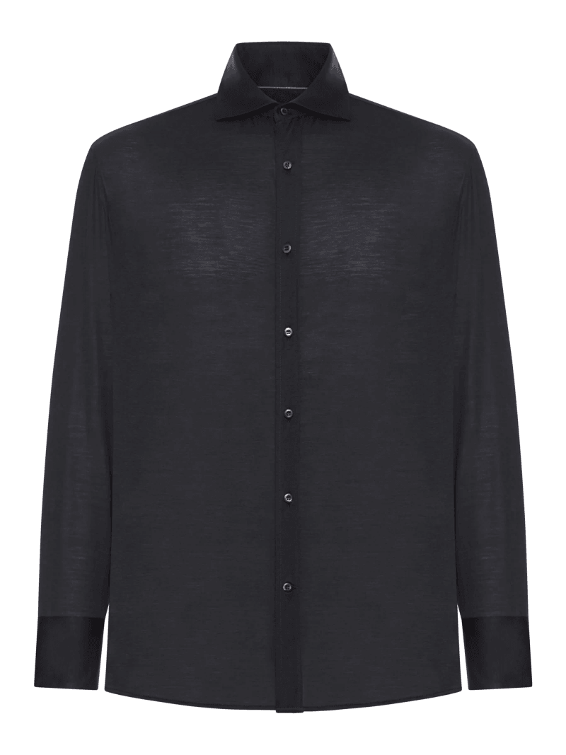 CLASSIC COTTON AND SILK BLEND SHIRT - Brunello Cucinelli - Man