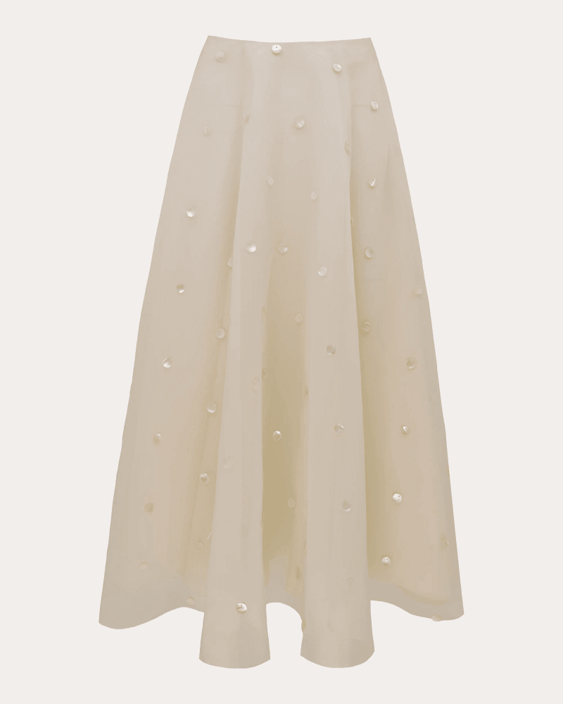 Azeeza Women's Sorcha Pearl A-Line Midi Skirt in Pearl Embellished Polyester
