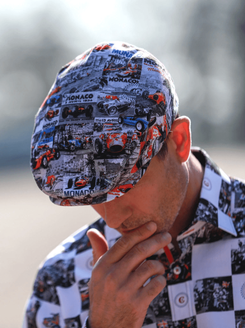Monaco Grey Printed Flat Cap