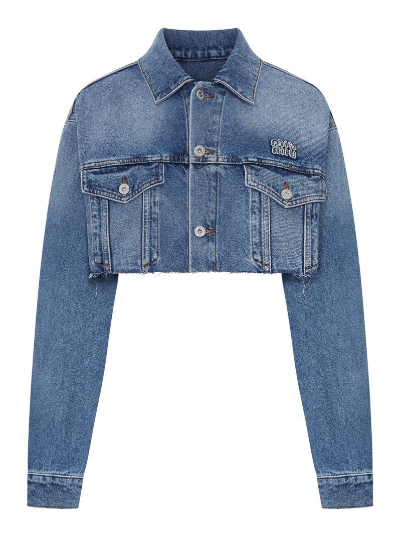 WASHED DENIM BLOUSON - Miu Miu - Woman