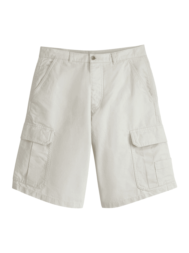 WHITE COTTON TWILL CARGO BERMUDA SHORTS - Christian Dior - Man