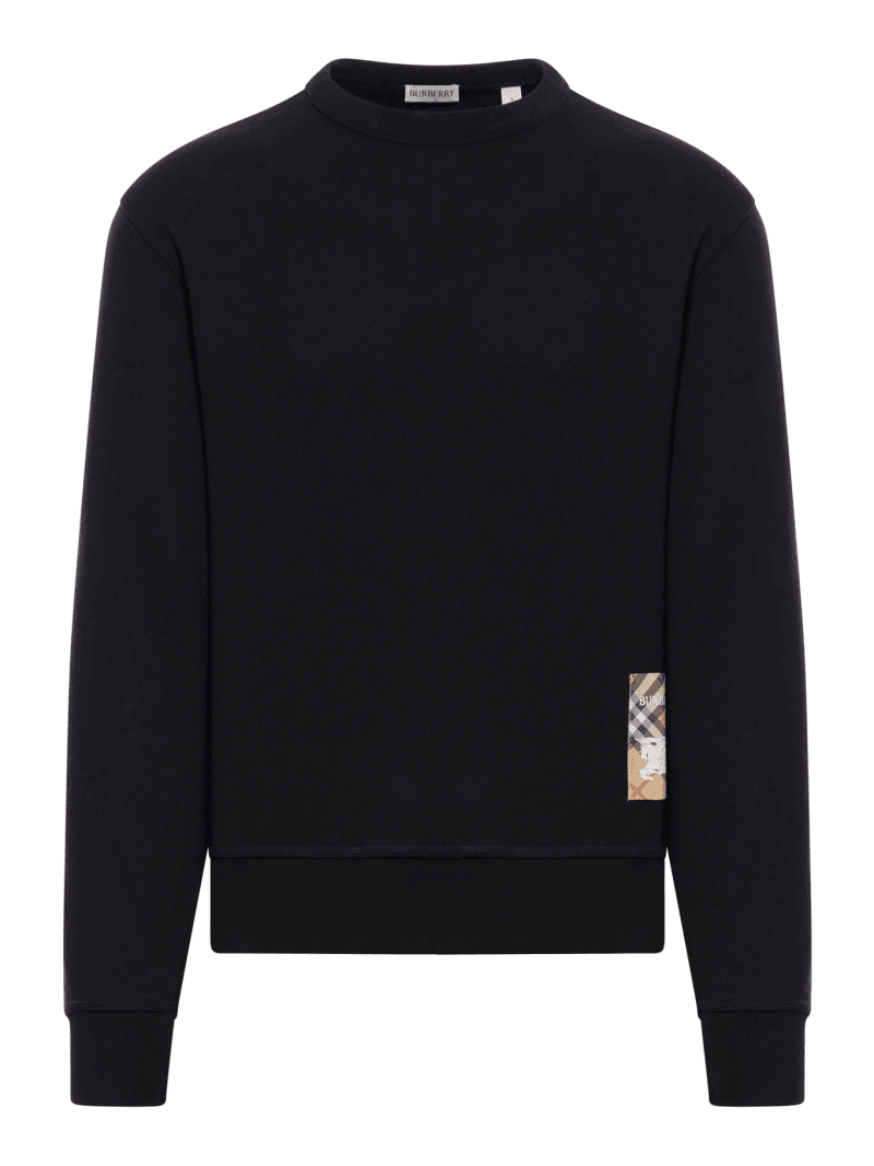COTTON SWEATSHIRT WITH CHECK APPLICATION - Burberry - Man