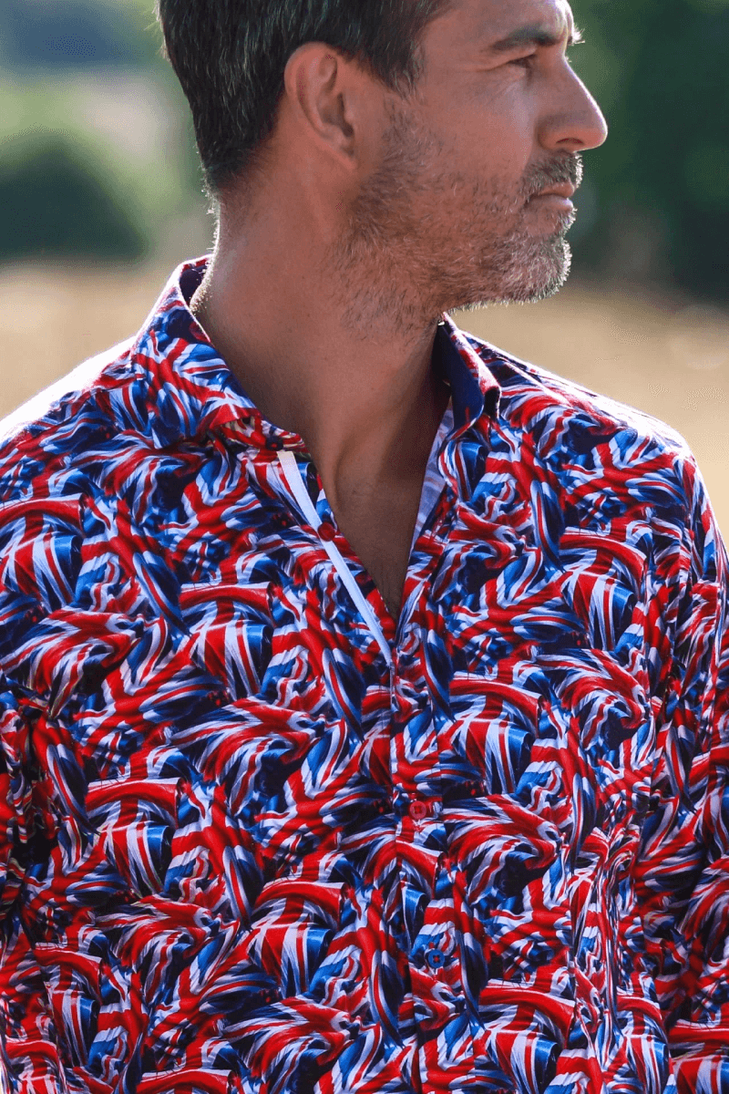 TENCEL UNION JACK PRINT SHIRT