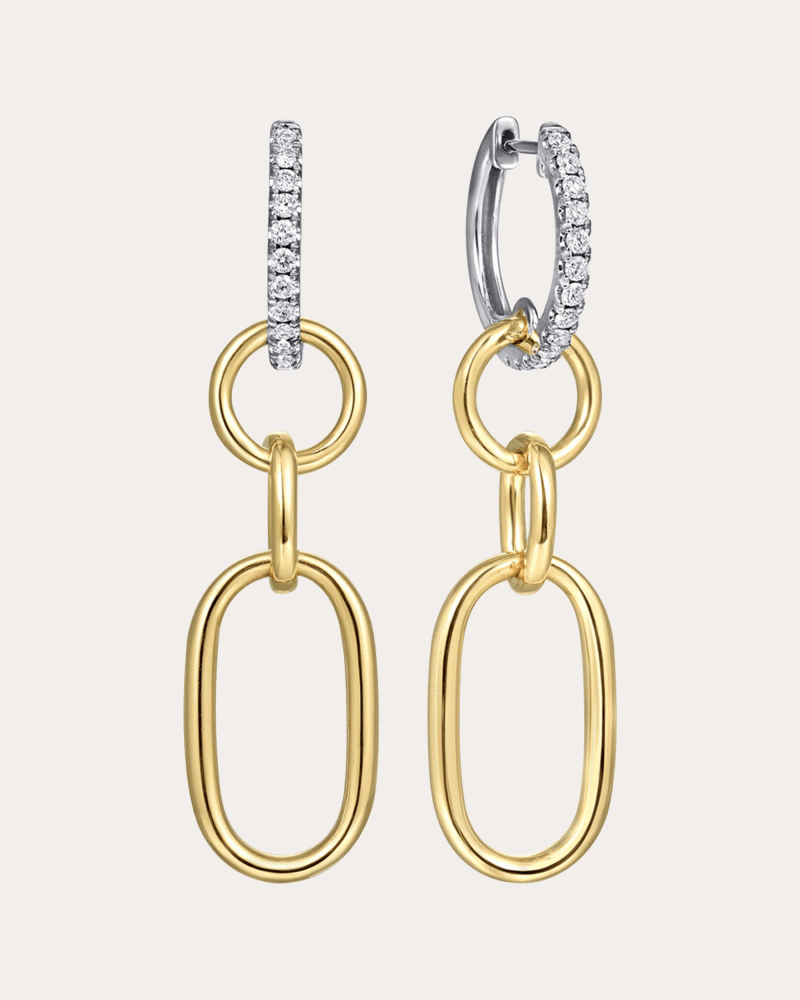 Gabriel & Co. Women's Diamond & 14k Gold Two-Tone Link Drop Earrings in Yellow