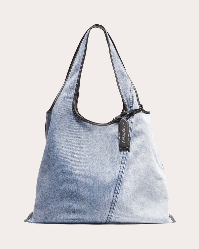 3.1 Phillip Lim Women's Market Patchwork Denim Shoulder Bag in Indigo Leather/Cotton/Denim