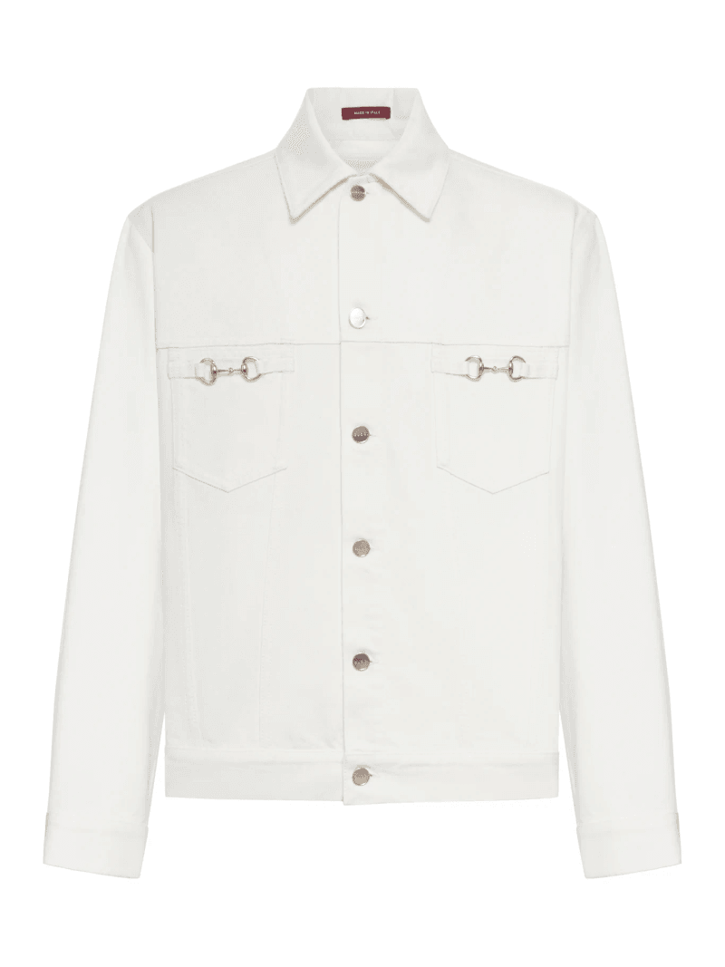 DENIM JACKET WITH HORSE DETAIL - Gucci - Man