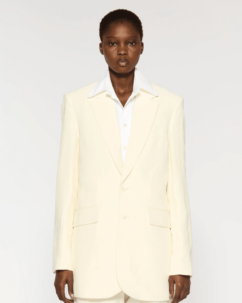 Linen Boyfriend Blazer - Ecru