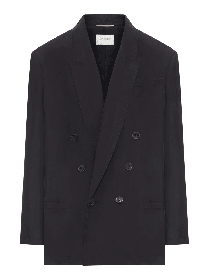 DOUBLE-BREASTED SILK JACKET WITH SIX-BUTTON CLOSURE - Saint Laurent - Woman