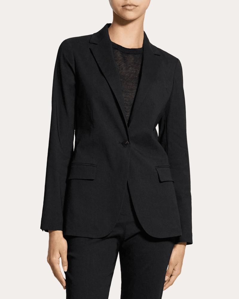 Theory Women's Good Linen Staple Blazer in Black Linen/Viscose/Elastane