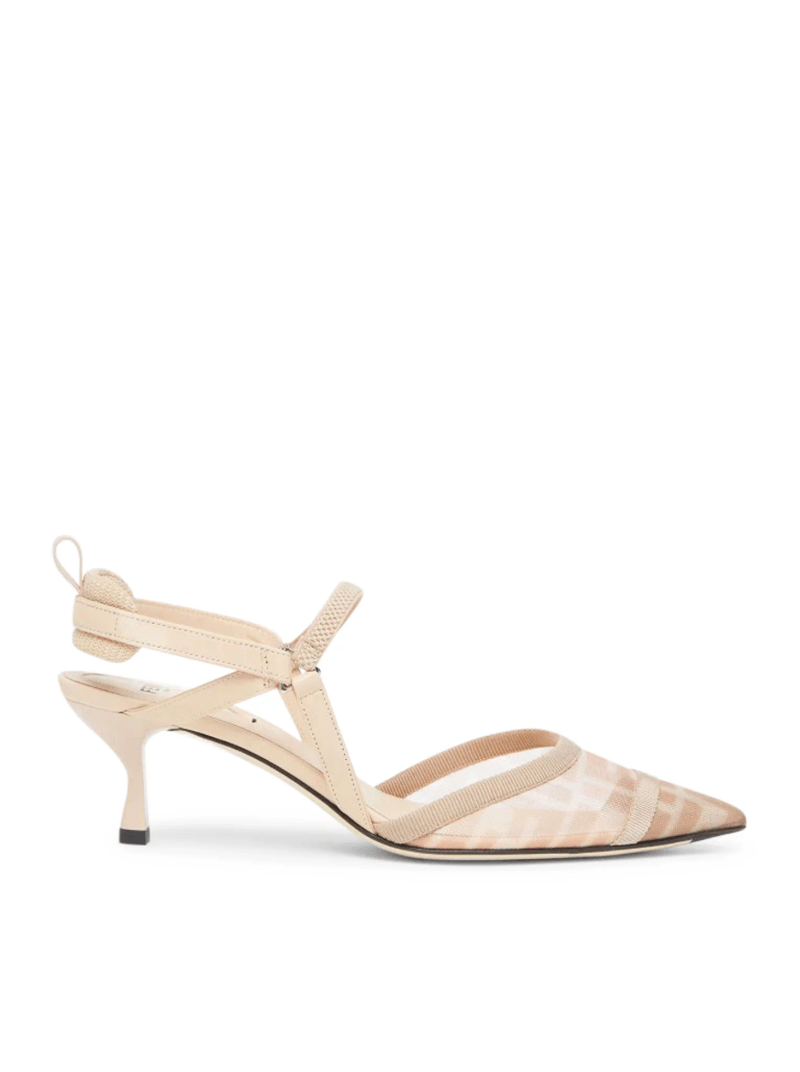 COLIBRI` LITE SLINGBACK WITH MEDIUM HEEL IN PINK MESH FF - Fendi - Woman