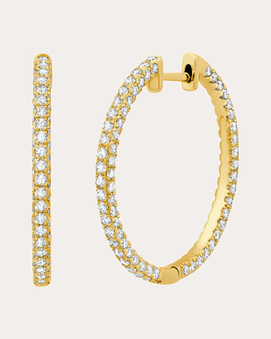Graziela Gems Women's Diamond & 14k Gold Three-Sided Hoop Earrings in Yellow Gold