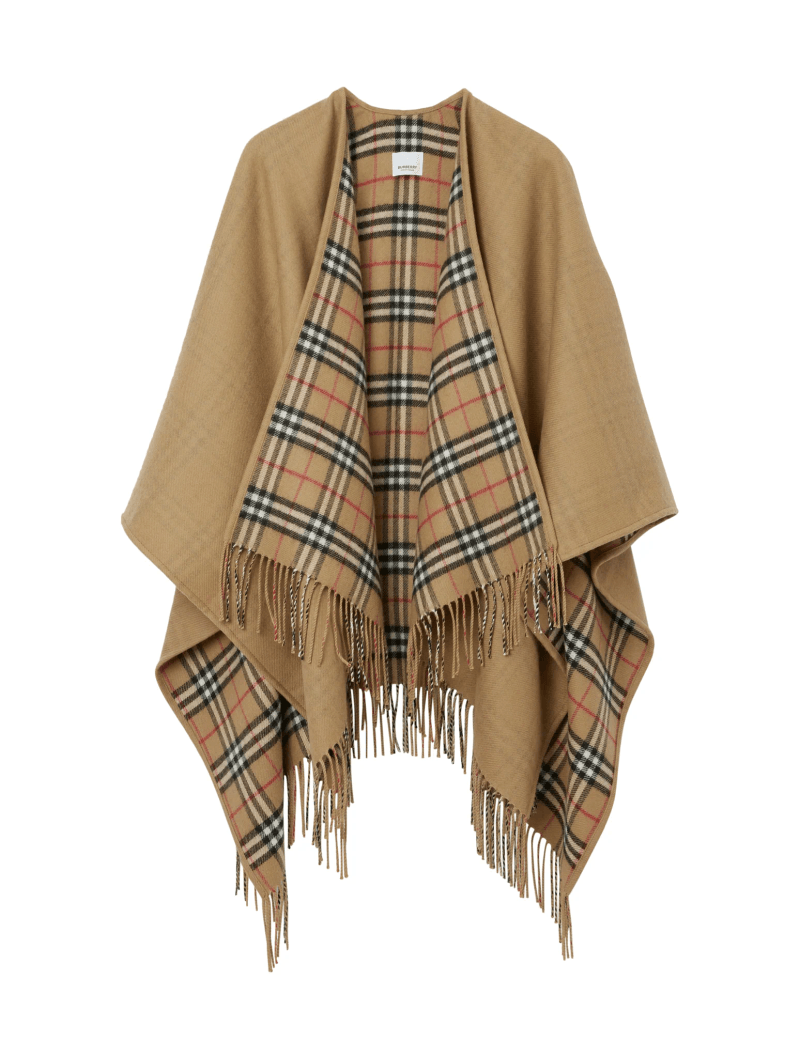 REVERSIBLE CHECK WOOL CAPE - Burberry - Woman