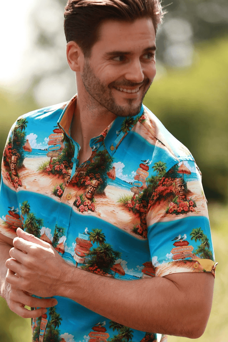 BEACH CLUB VIBES SHORT SLEEVE PRINT SHIRT