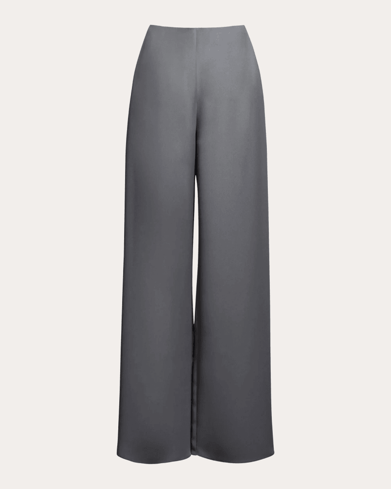 Azeeza Women's Emory Satin High-Rise Trousers in Grey Polyester