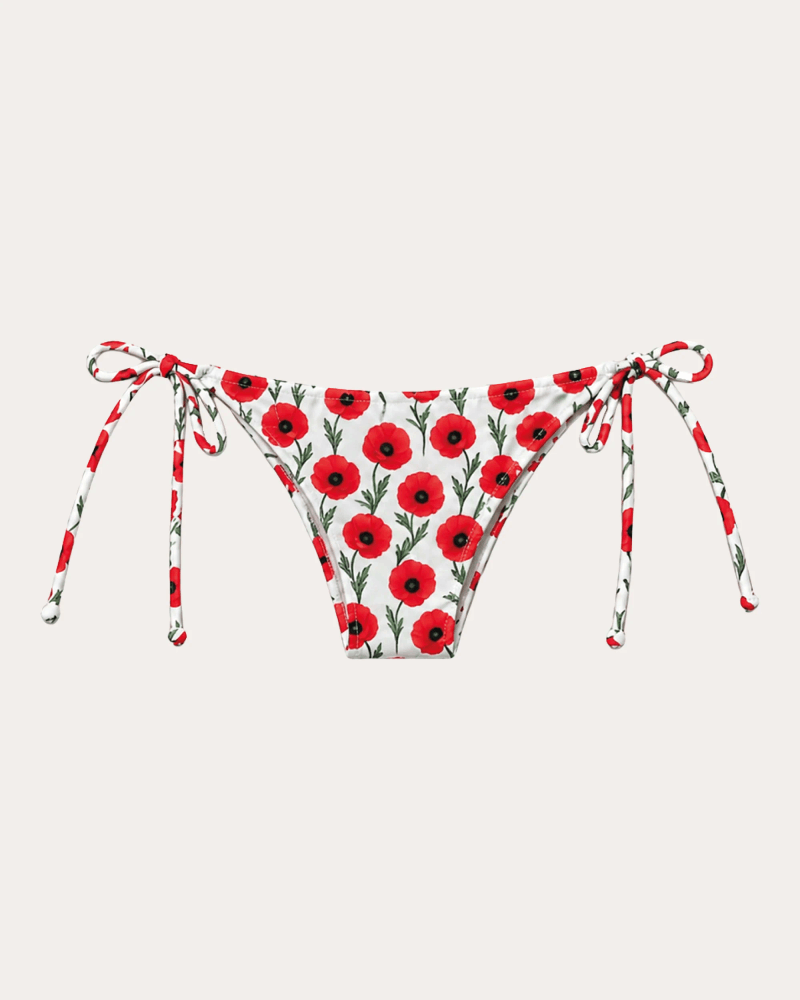 Verdelimon Women's Bauta Floral String Bikini Bottoms in Red Polyester