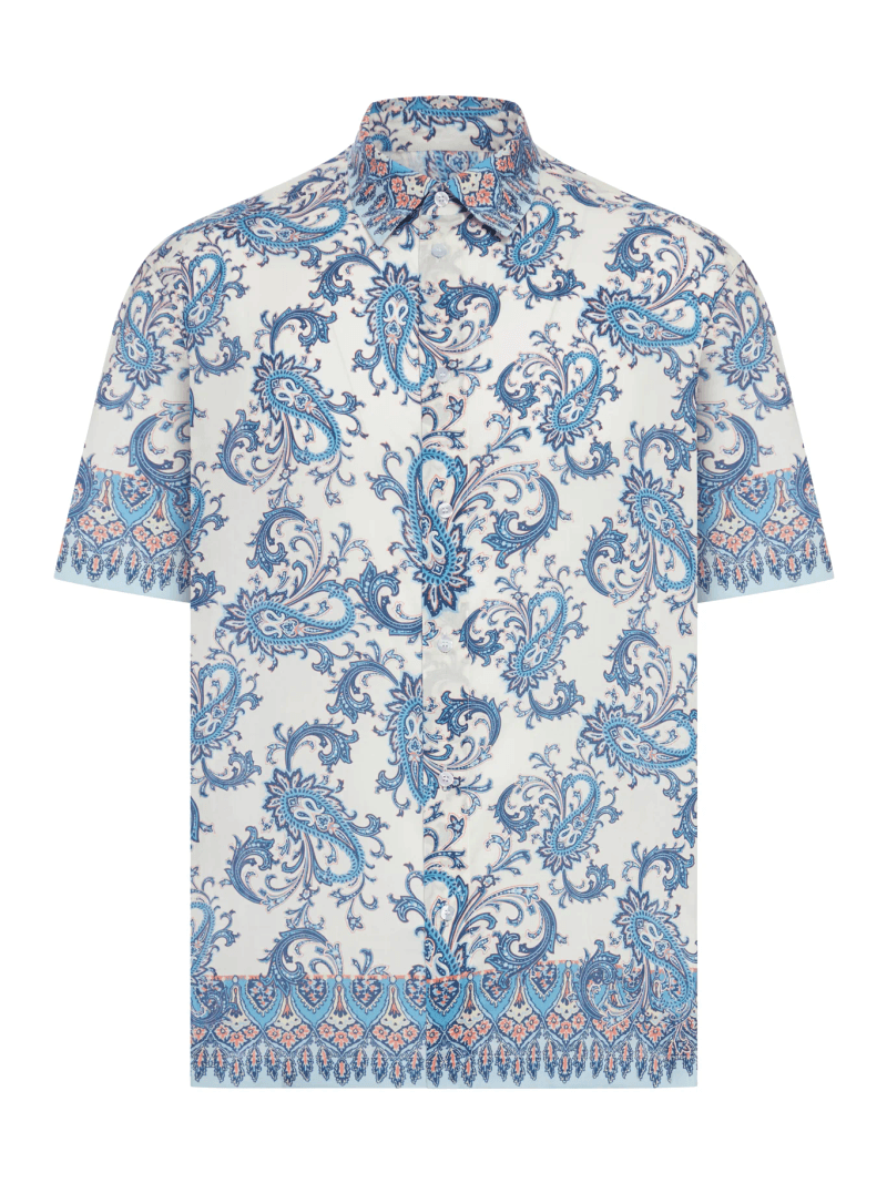 OVERSIZED COTTON MUSLIN SHIRT WITH FLORAL PAISLEY PATTERN - Etro - Man