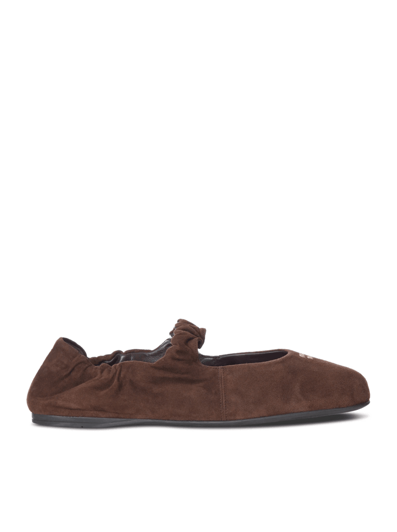 RUFFLED SUEDE BALLERINAS - Miu Miu - Woman