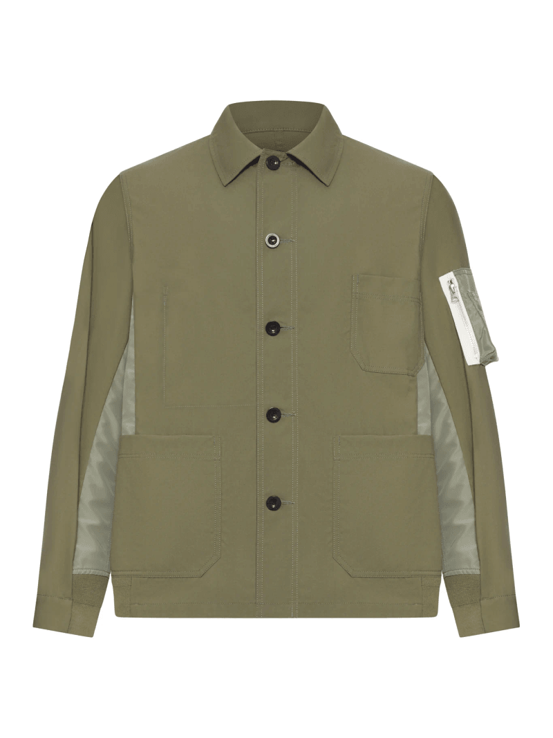 COTTON JACKET WITH NYLON DETAILS APPLIED - Sacai - Man