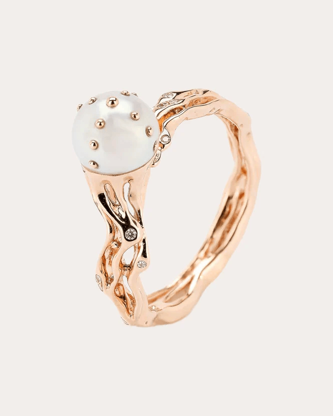 Bibi van der Velden Women's Akoya Pearl & Diamond Jellyfish Ring in 18K Rose Gold 18K Gold