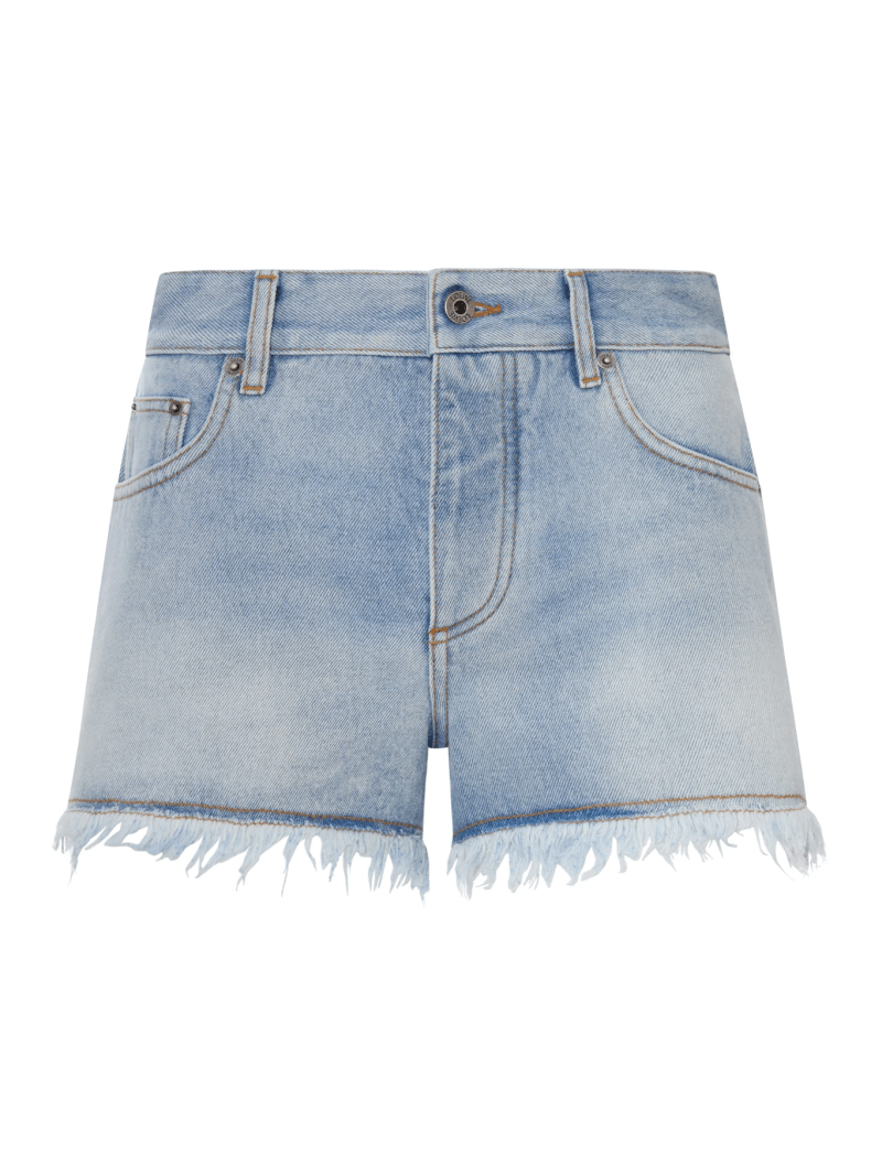DENIM SHORTS WITH ANAGRAM PATTERN - Loewe X Paula`s Ibiza - Woman