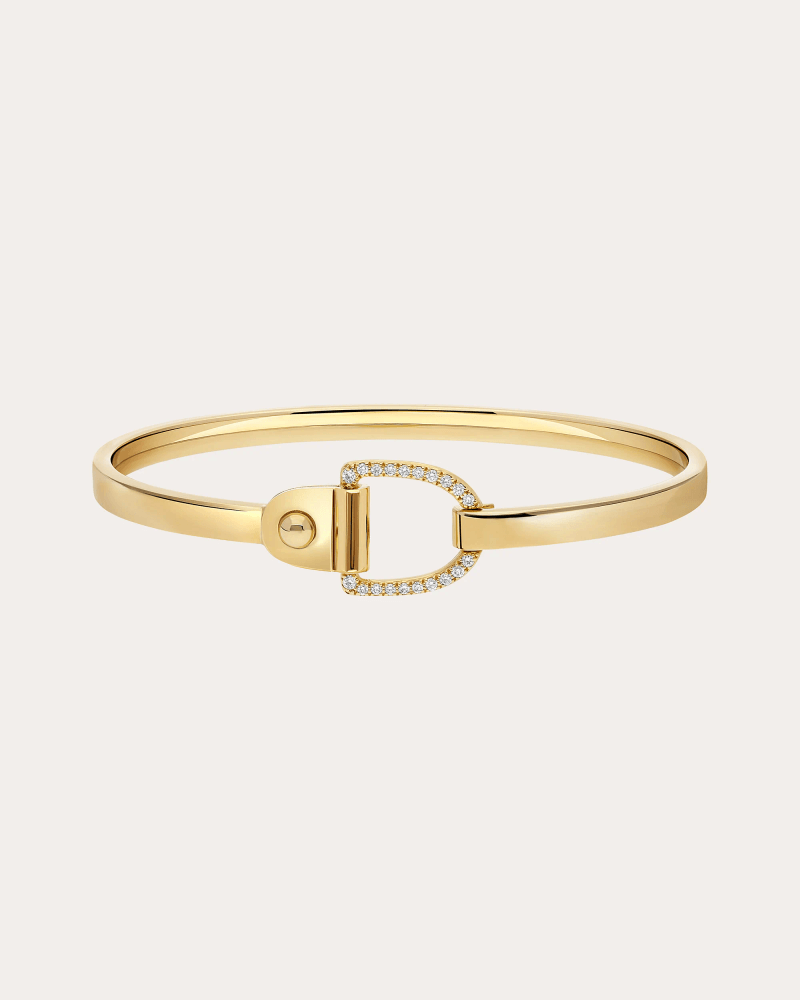STATEMENT Paris Women's Diamond & 18k Gold Rivet Bangle in Yellow Gold