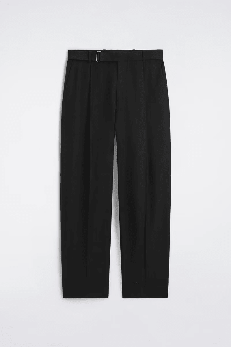 Belted Linen-Blend Relaxed-Fit Wide-Leg Pants