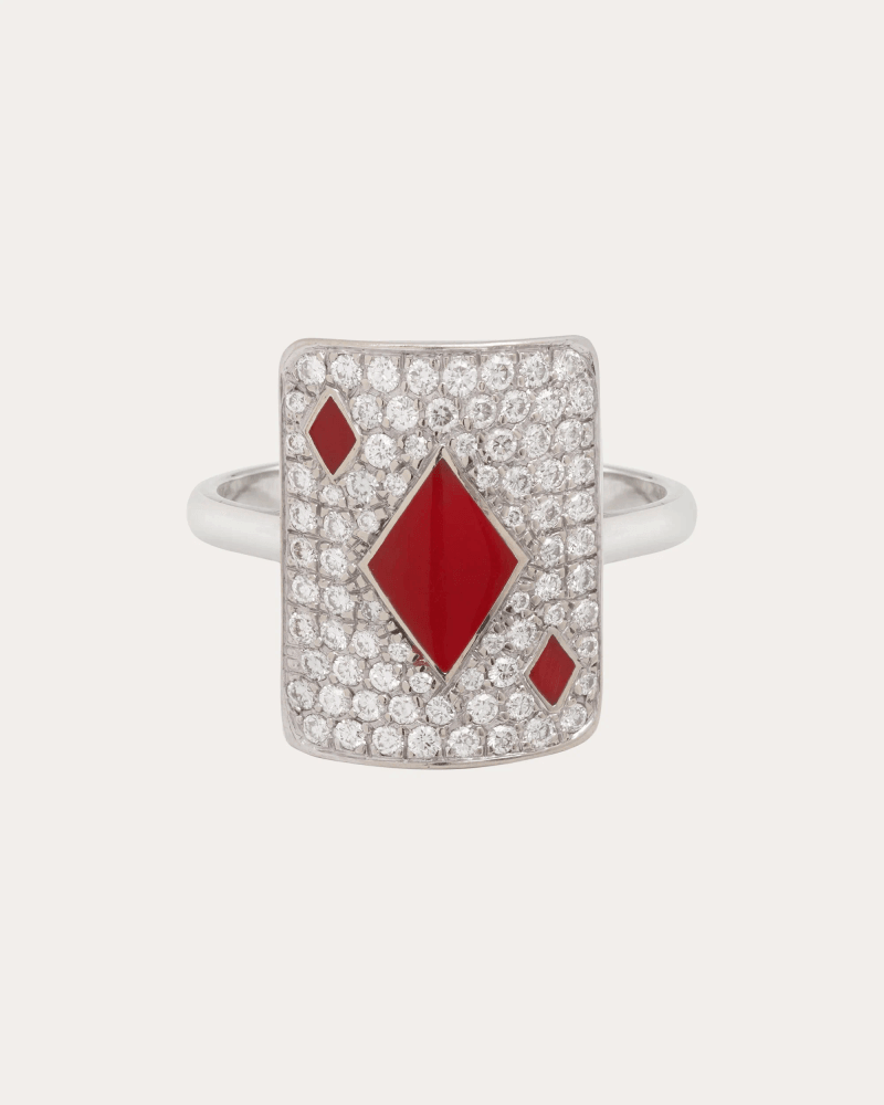 MYSTERYJOY Women's Diamond & 18k White Gold Honneur Pinky Ring 18K Gold