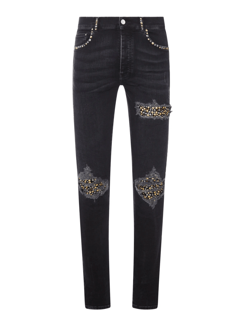 SKINNY JEANS WITH STUDS AND DESTROY DETAILS - Amiri - Man