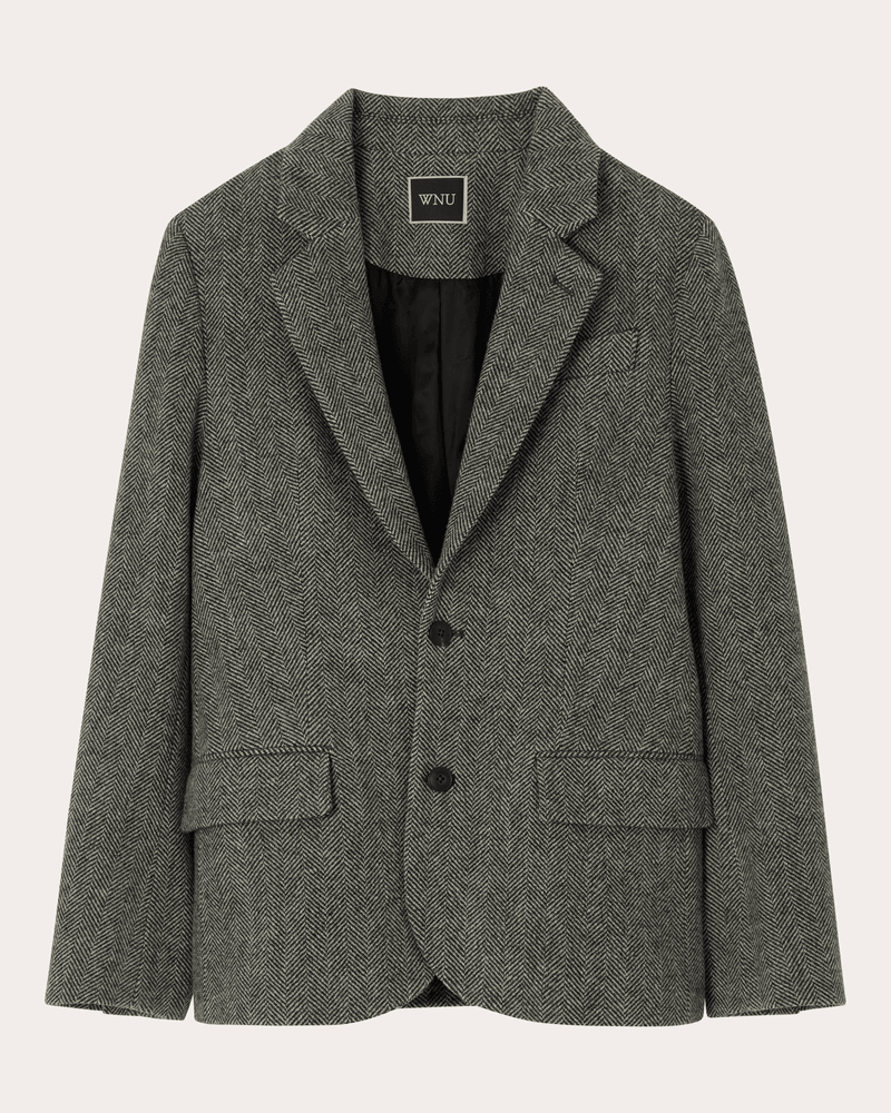 With Nothing Underneath Women's Hutton Herringbone Wool Single-Breasted Blazer in Grey