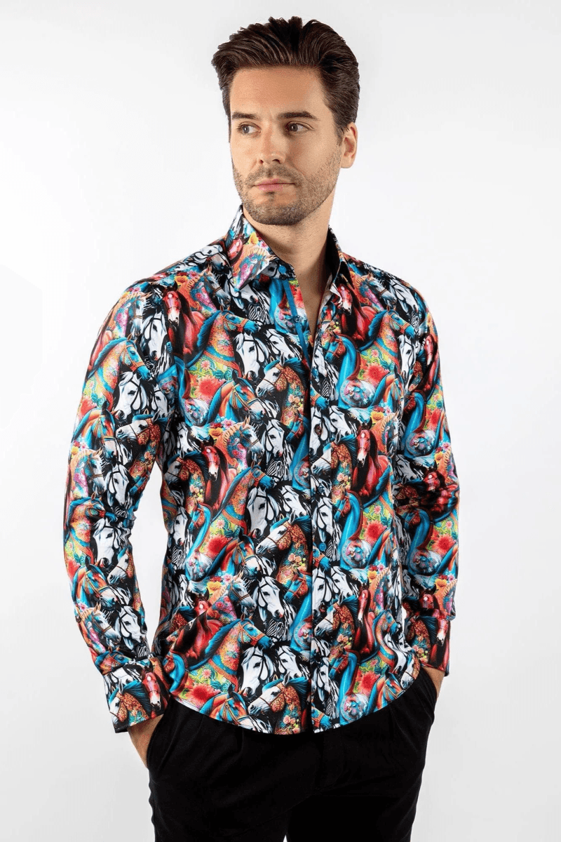 HORSES OF NEPTUNE PRINT SHIRT