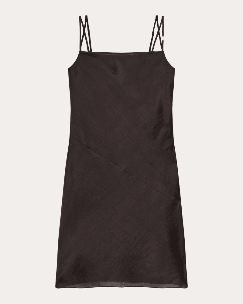 Helmut Lang Women's Airy Voile Mini Slip Dress in Brown Polyester/Tencel/Lyocell