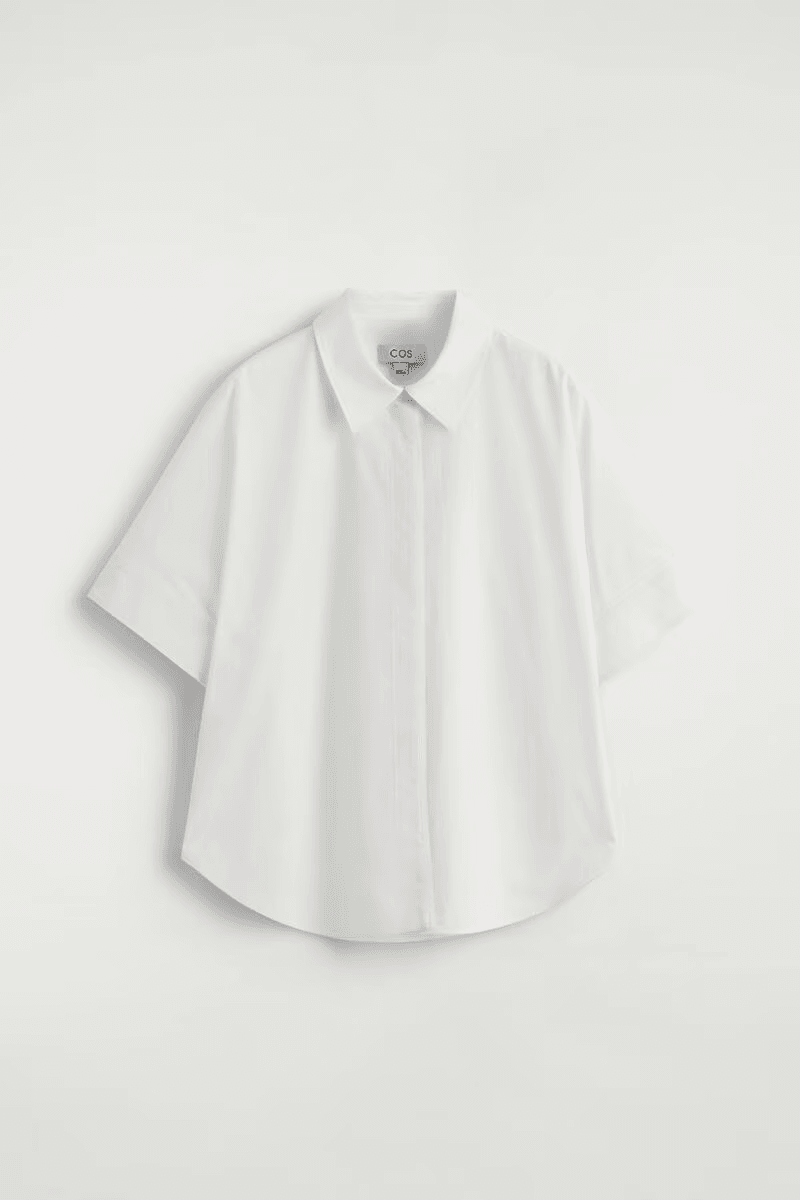 Oversized Short-Sleeved Cotton Shirt