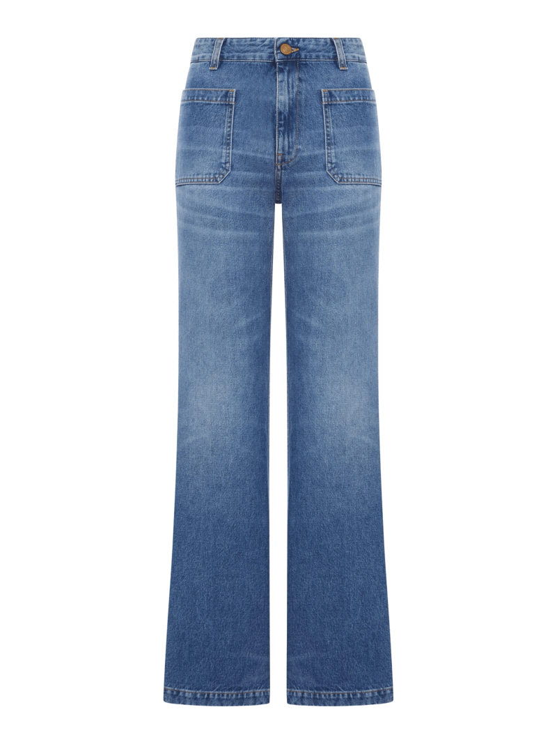 COTTON DENIM CURT JEANS - Seafarer - Woman