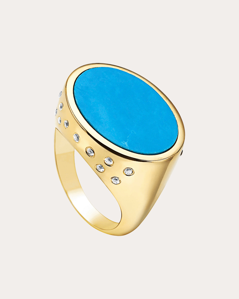 Preeti Sandhu Women's Ayla 14K Gold-Plated Turquoise and Sapphire Ring