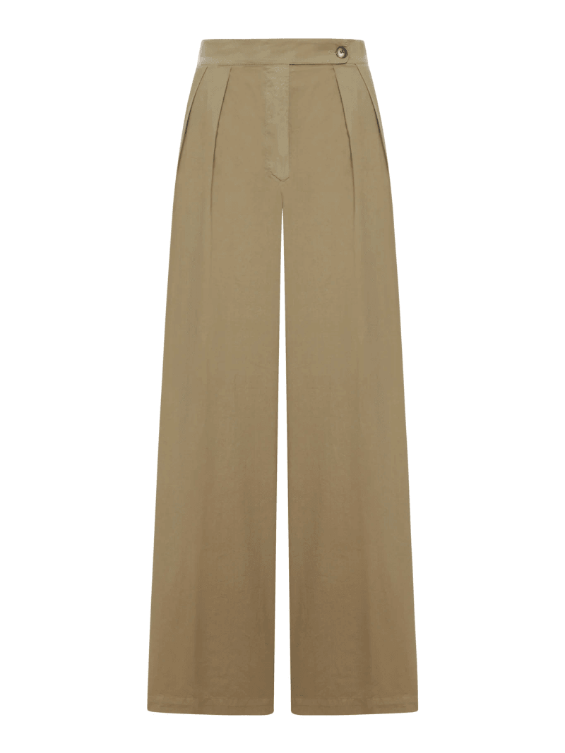 CEMENT-COLOURED TROUSERS WITH PLEATS AND SIDE BUTTONS - Dries Van Noten - Woman