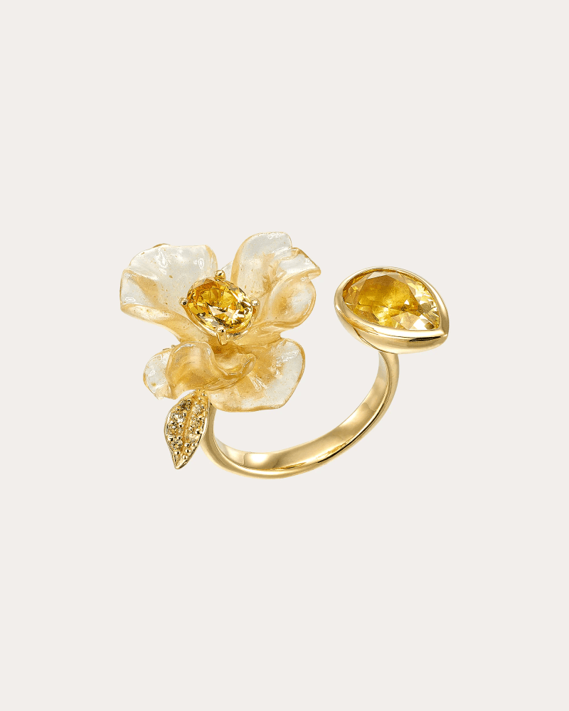 Anabela Chan Women's Yellow Sapphire & Spinach Fruit Gem Petunia Ring 18K Gold