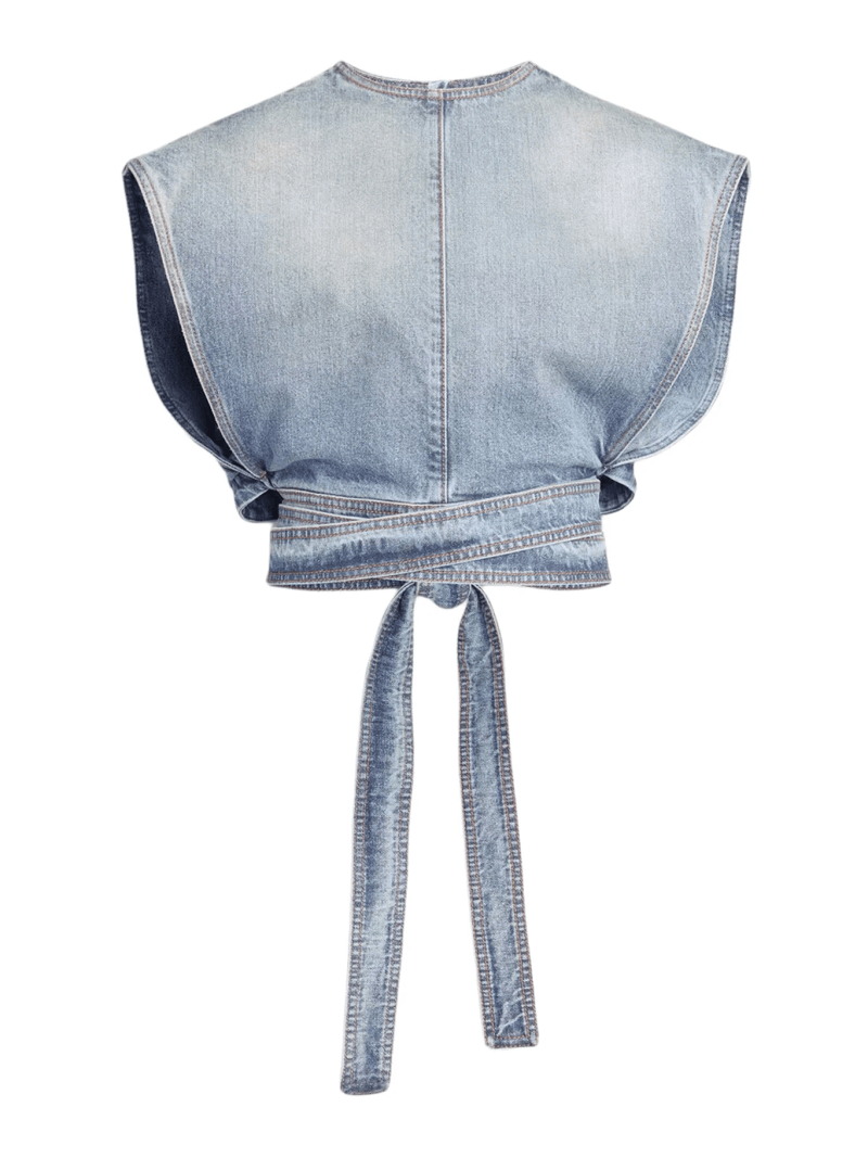 DENIM TOP WITH BELT - Alaia - Woman