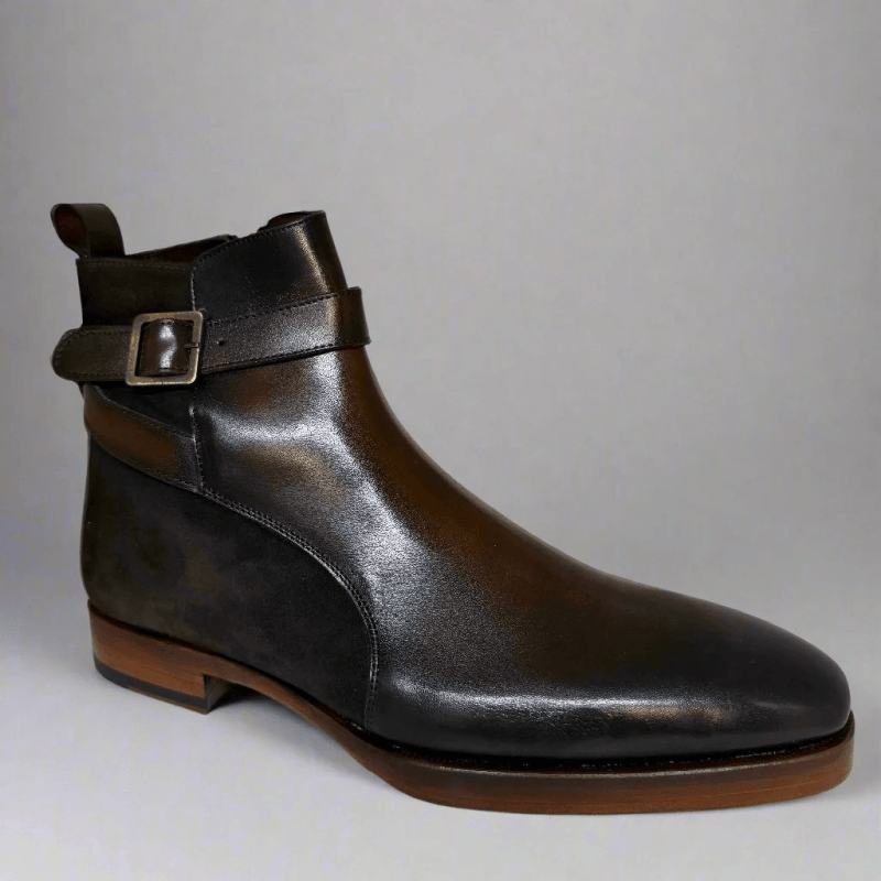 SUEDE + LEATHER HAND PAINTED BOOT - Q - 01 - 8340