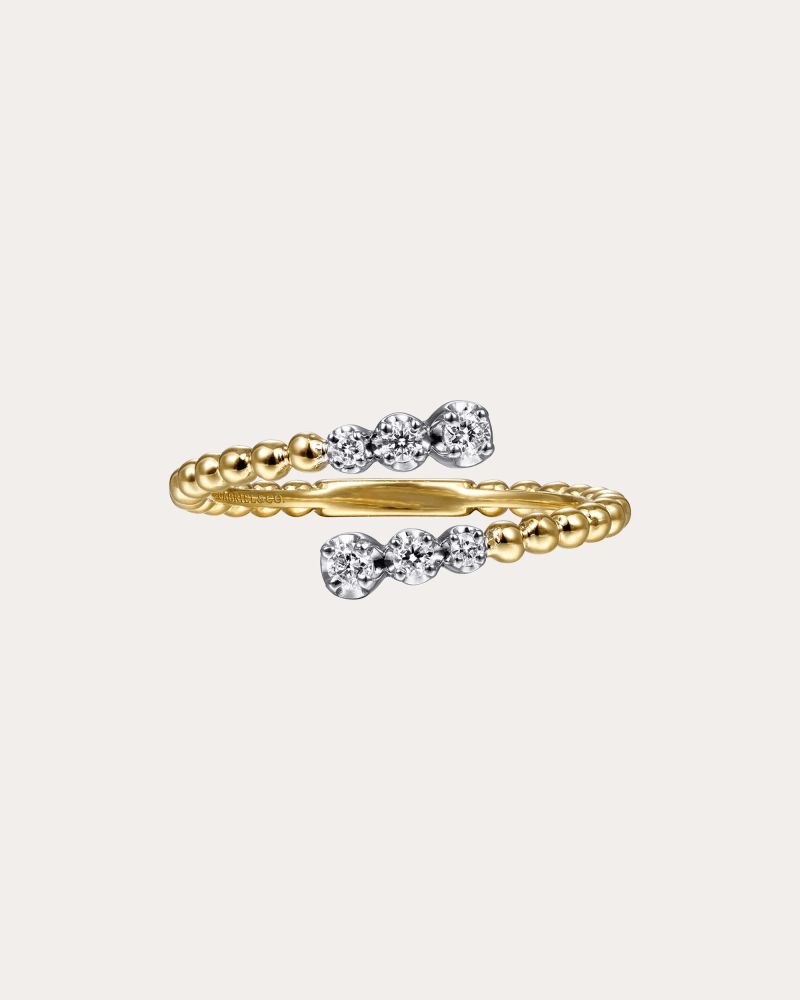 Gabriel & Co. Women's Diamond & 14k Gold Bujukan Beaded Bypass Ring in Yellow