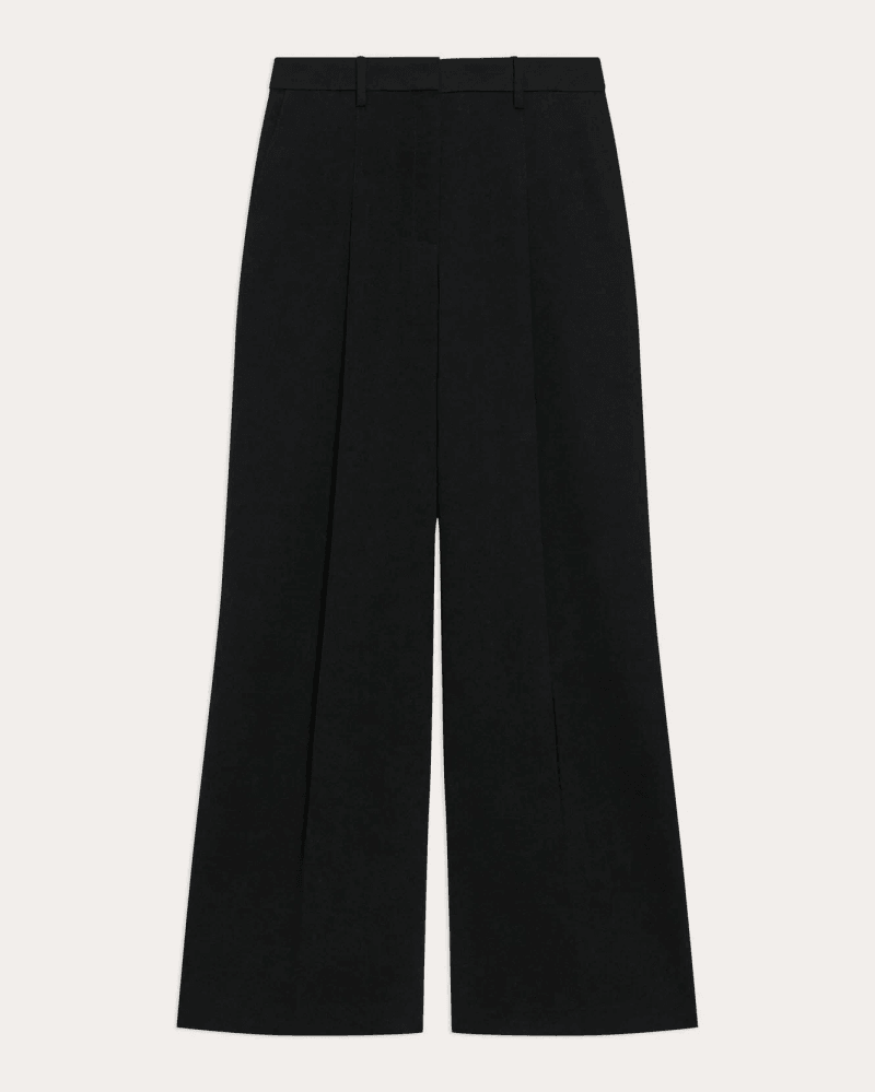 Theory Women's Admiral Crepe Pleated Wide-Leg Trousers in Black Polyester/Acetate