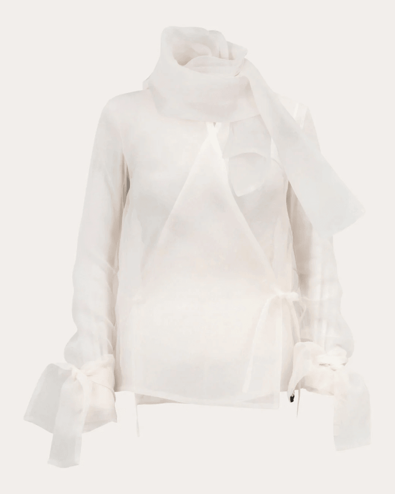 byVarga Women's Fatima Sheer Organza Wrap Shirt in White Viscose
