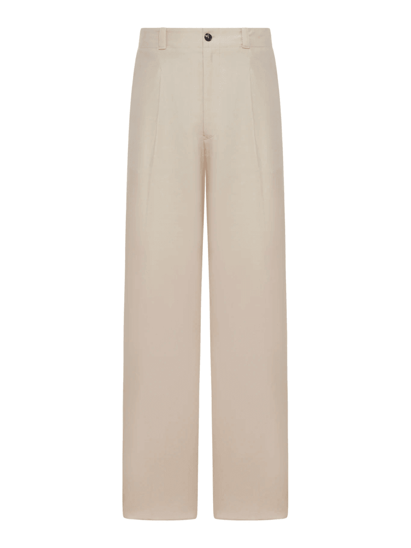 STRAIGHT-LEG TROUSERS IN LINEN BLEND - Giorgio Armani - Man
