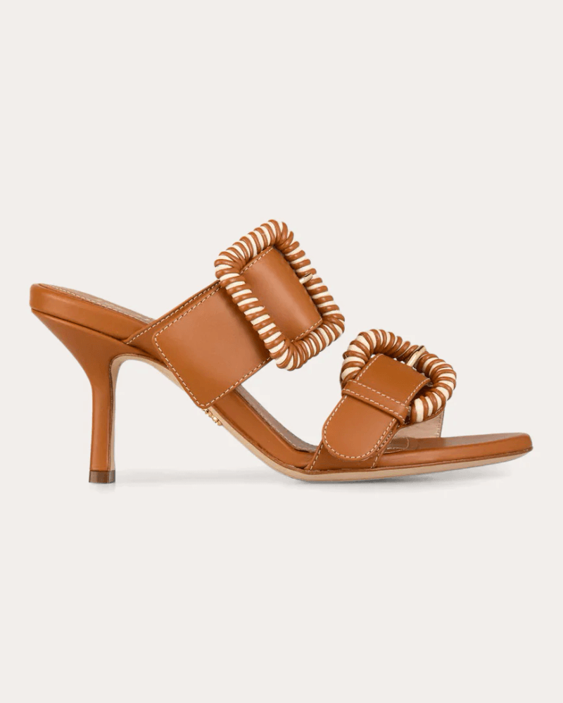 RODO Women's Pam 75 Leather Buckle Sandal in Brown